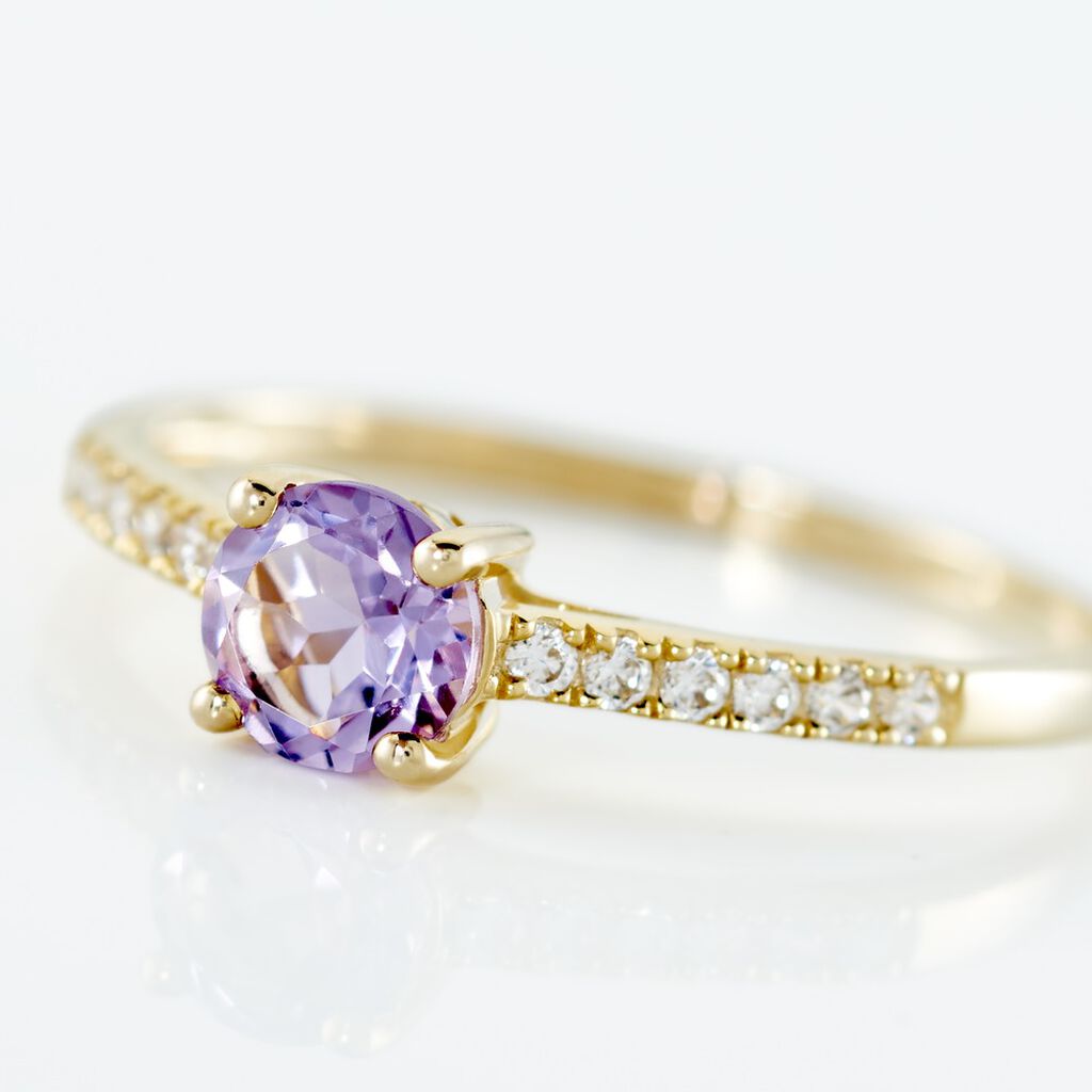 Bague Or Jaune Manon Am&eacute;thyste - Bagues solitaires Femme | Histoire d&rsquo;Or