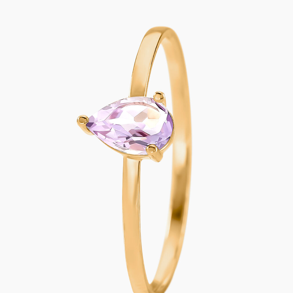 Bague Solitaire Goutte Or Jaune Améthyste - Bagues solitaires Femme | Histoire d’Or