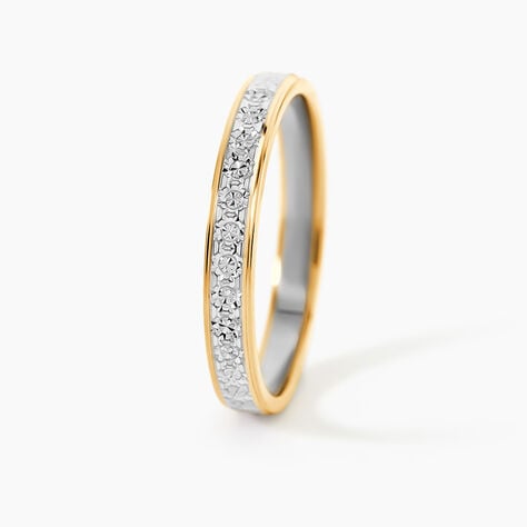Alliance Grain De Folie Diamantee Ruban Plat Or Bicolore - Alliances 18 carats Unisex | Histoire d&rsquo;Or