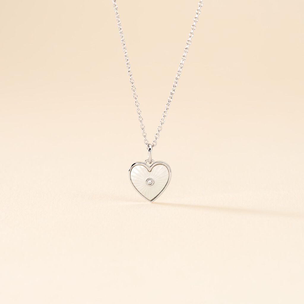 Collier Erina Argent Blanc Nacre Oxyde De Zirconium - Colliers fantaisie Femme | Histoire d&rsquo;Or