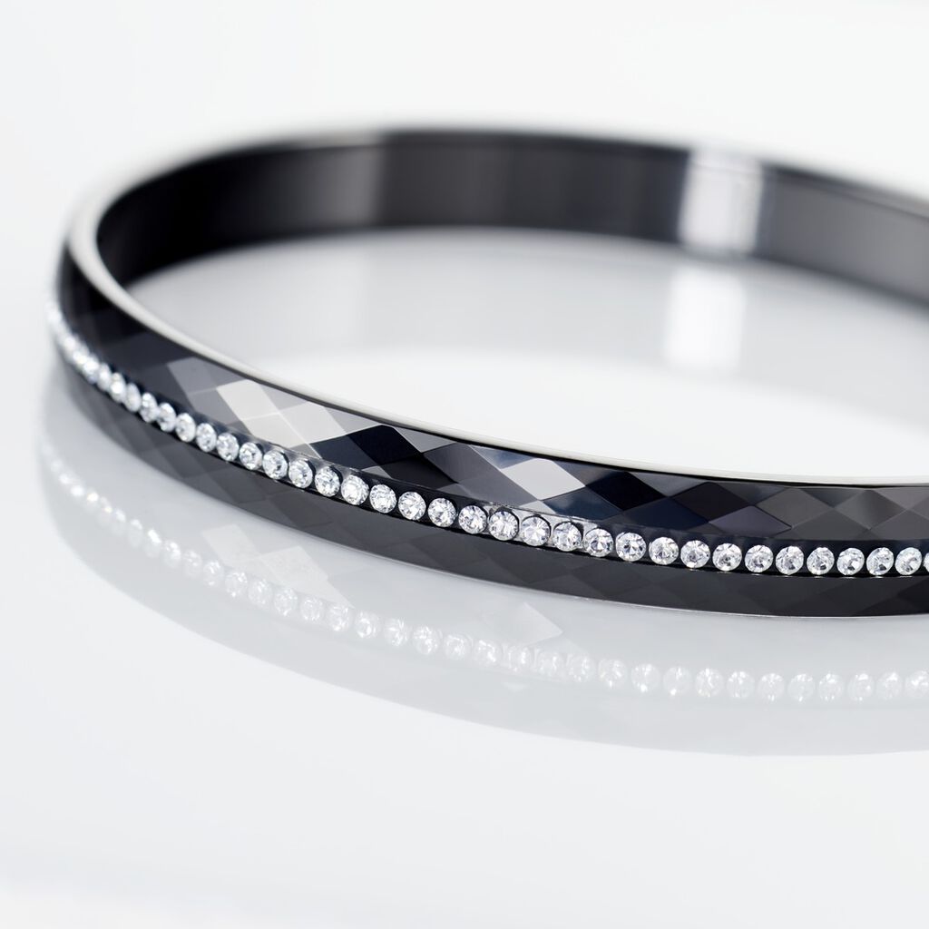 Bracelet Jonc Lola Cera Ceramique Noir Strass Et C&eacute;ramique - Bracelets joncs Femme | Histoire d&rsquo;Or