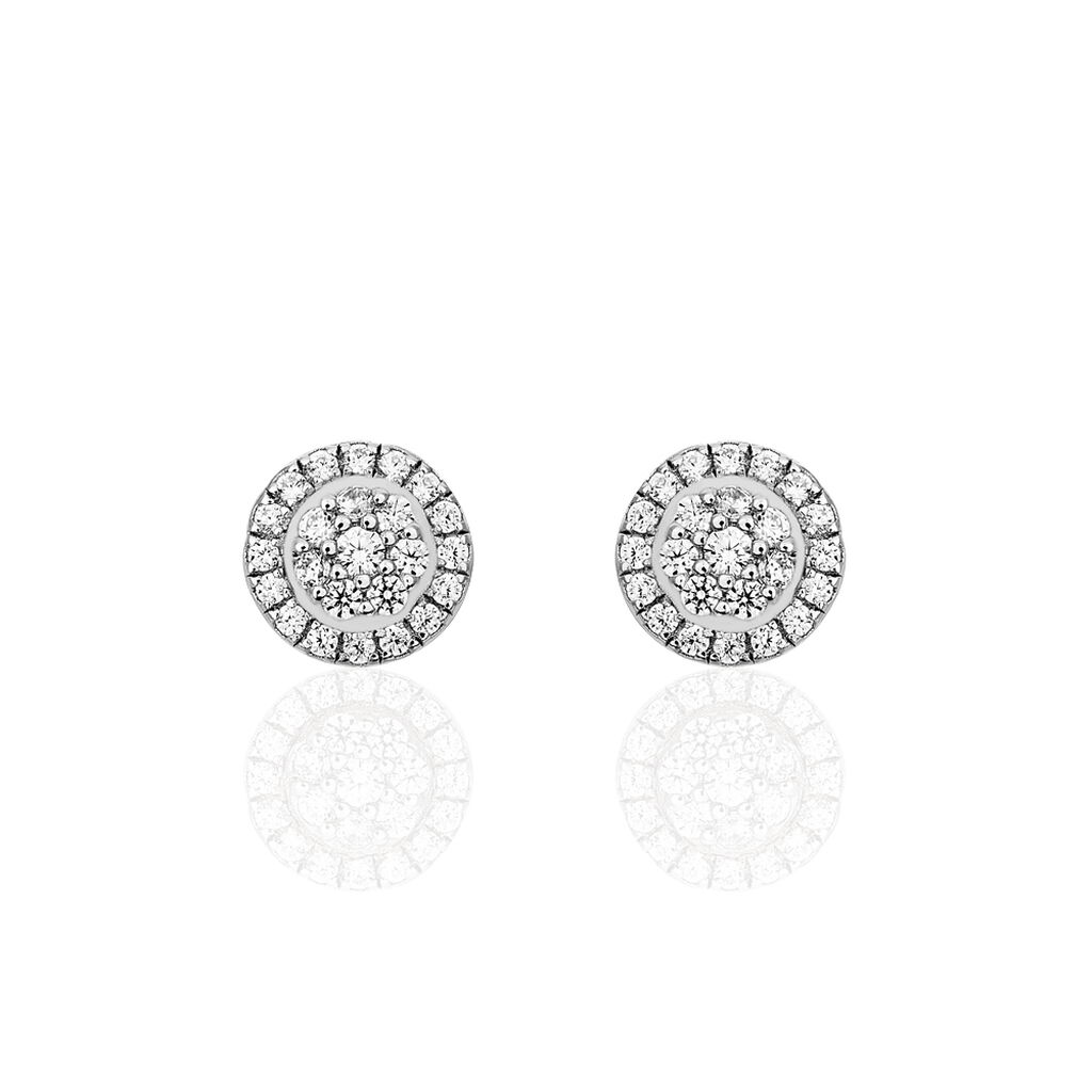 Boucles D'oreilles Puces Verane Argent Blanc Oxyde De Zirconium - Boucles d'oreilles fantaisie Femme | Histoire d&rsquo;Or