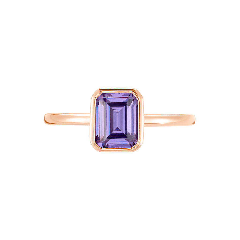 Bague Purple Mood Argent Rose Oxyde De Zirconium - Bagues solitaires Femme | Histoire d&rsquo;Or