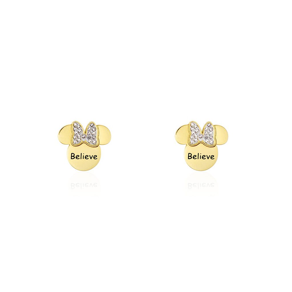 Boucles D'oreilles Puces Disney Acier Doré Cristaux - Boucles d'oreilles fantaisie Femme | Histoire d’Or