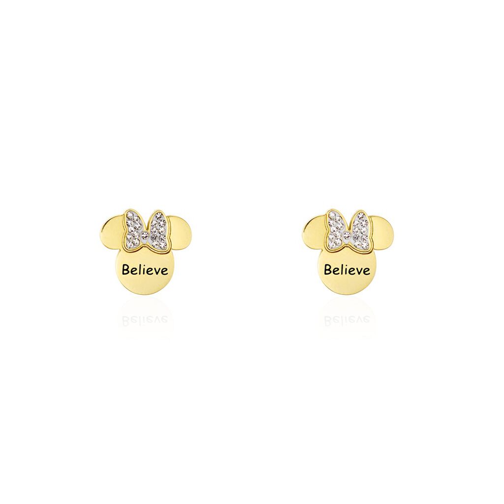 Boucles D'oreilles Puces Disney Acier Doré Cristaux - Boucles d'oreilles fantaisie Femme | Histoire d’Or