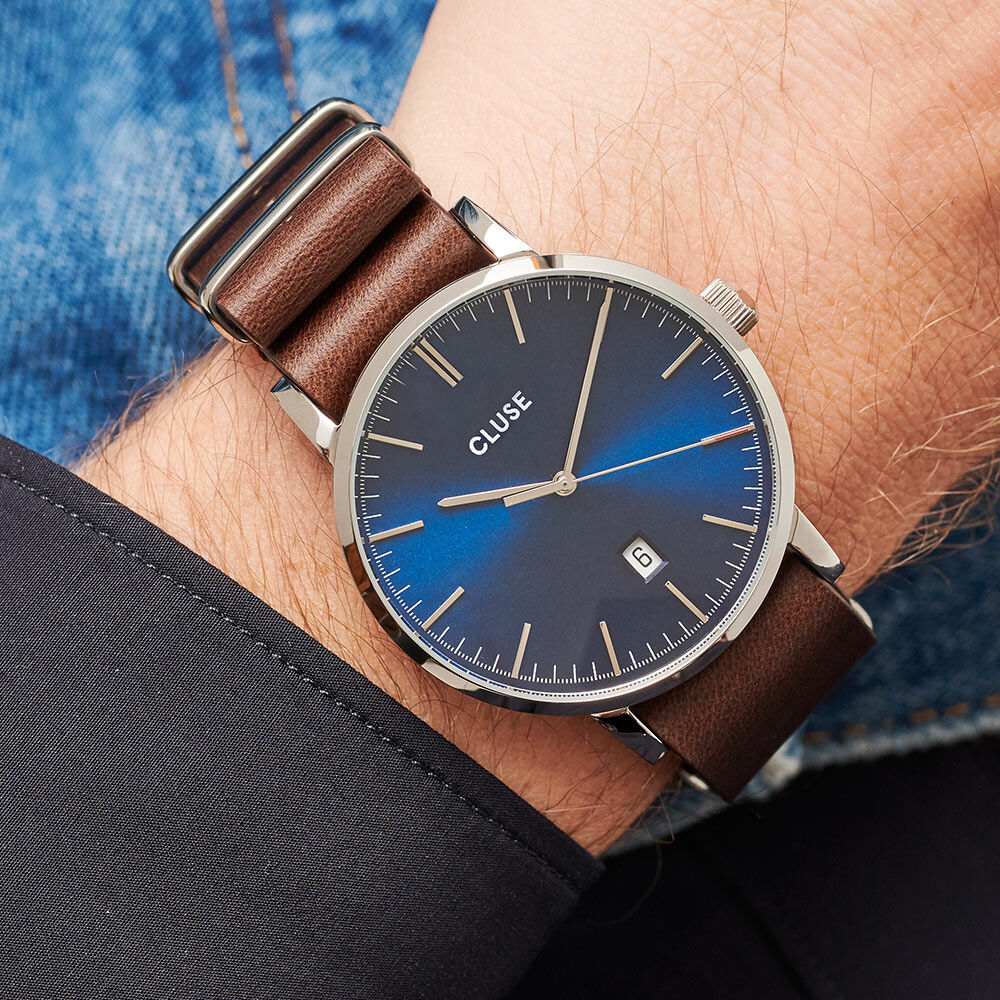montre cluse homme bleu