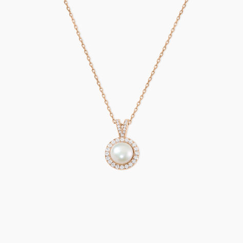 Collier Olivia Argent Rose Perle De Culture Et Oxyde De Zirconium - Colliers fantaisie Femme | Histoire d’Or