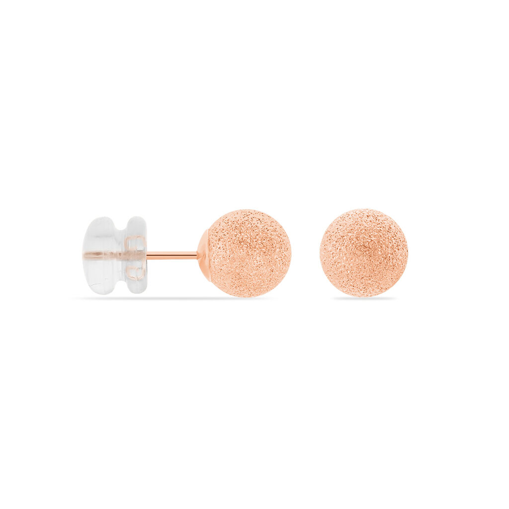 Boucles D'oreilles Puces Fidelia Boule Sablee Or Rose - Clous d'oreilles Femme | Histoire d’Or