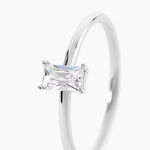 Bague Baguette Argent Blanc Oxyde De Zirconium - Bagues solitaires Femme | Histoire d&rsquo;Or