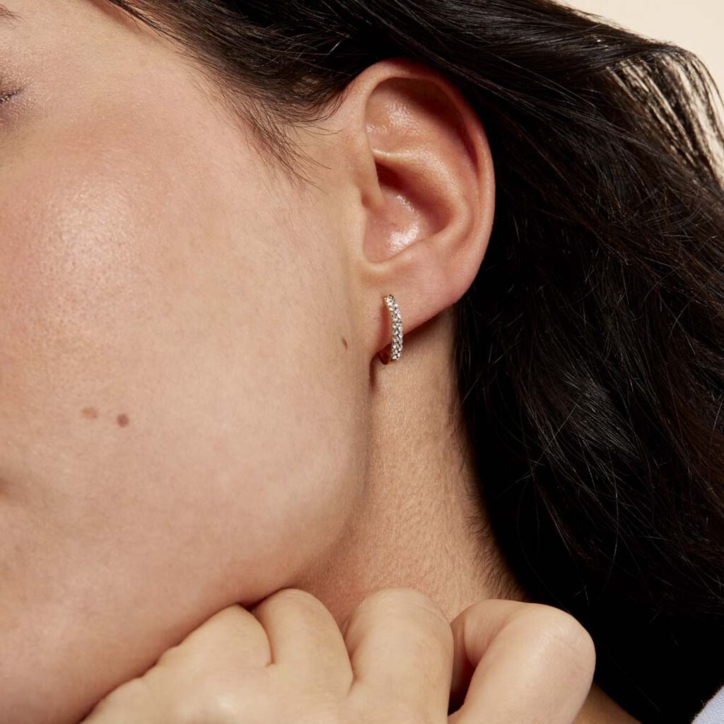 Créoles Sandrine Or Jaune Strass - Boucles d'oreilles créoles Femme | Histoire d’Or