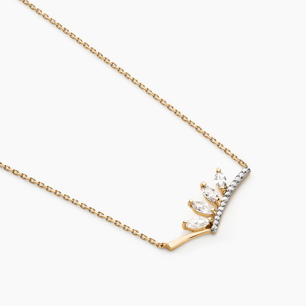 Collier Tiara Or Jaune Oxyde De Zirconium