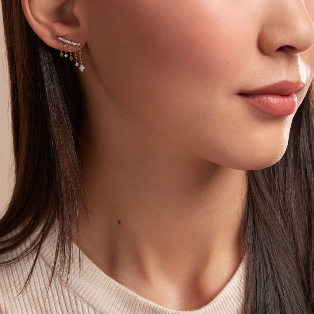 Boucles D'oreilles Pendantes Eclat D'etoile Or Jaune Oxyde - Boucles d'oreilles pendantes Femme | Histoire d’Or