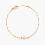 Bracelet Cobeia Croix Maille For&ccedil;at Or Jaune Oxyde De Zirconium - Bracelets Communion Femme | Histoire d&rsquo;Or