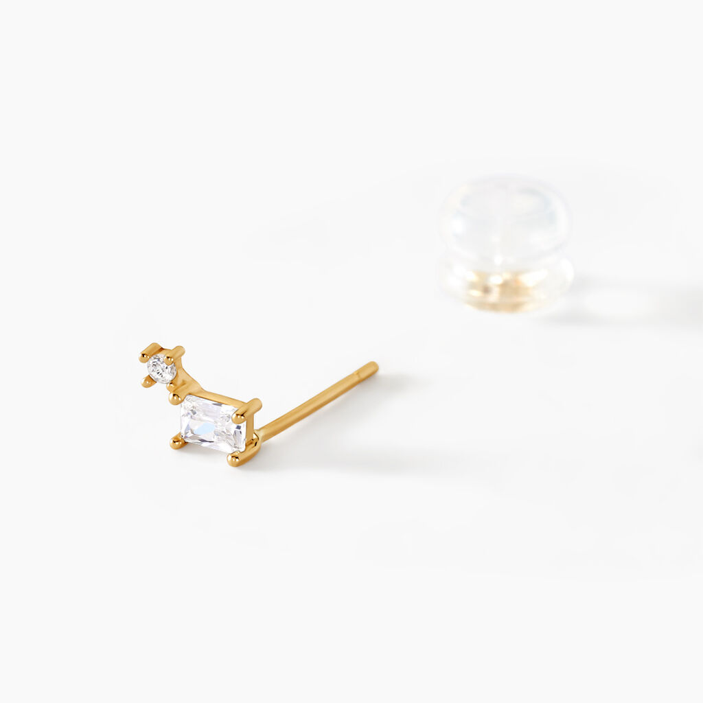 Boucles D'oreilles Puces Ashtad Or Jaune Oxyde De Zirconium - Clous d'oreilles Femme | Histoire d&rsquo;Or