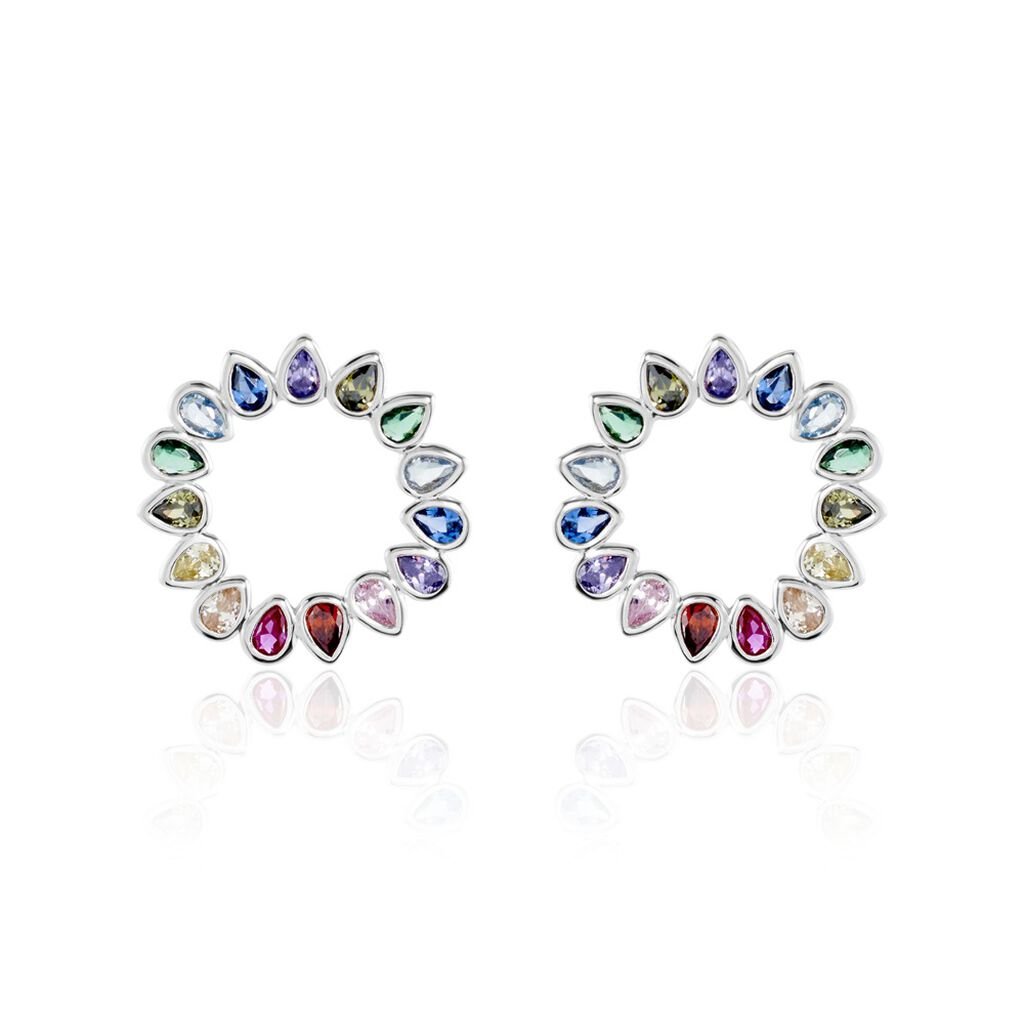 Boucles D'oreilles Puces Argent Blanc Ethem Oxydes Spinelles - Boucles d'oreilles fantaisie Femme | Histoire d’Or