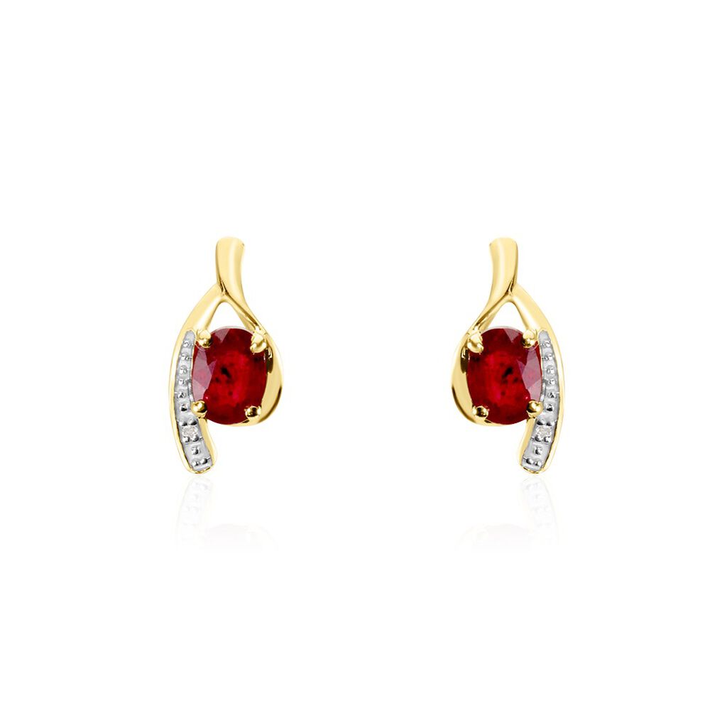 Bijoux D'oreilles Emotion Or Jaune Rubis Diamant - Clous d'oreilles Femme | Histoire d&rsquo;Or