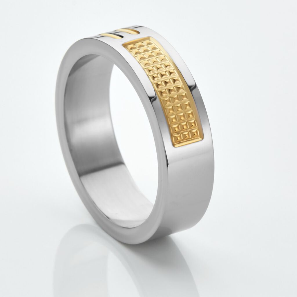 Bague Acier Blanc Et Plaqué Or Apollo - Bagues Homme | Histoire d’Or