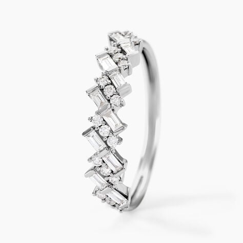Alliance Zachary Or Blanc Diamant Synth&eacute;tique - Alliances Femme | Histoire d&rsquo;Or