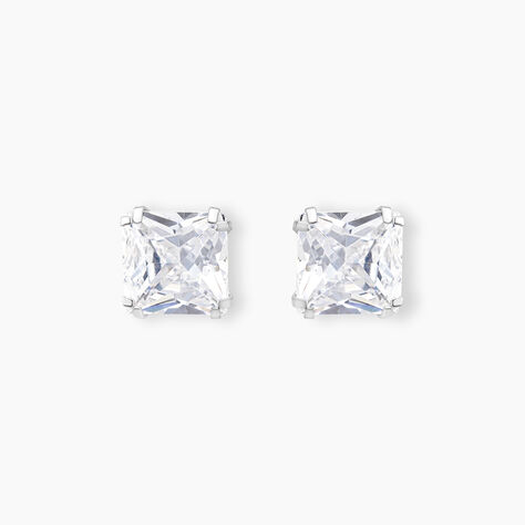 Boucles D'oreilles Puces Or Blanc Doreen Oxydes De Zirconium - Clous d'oreilles Famille | Histoire d’Or