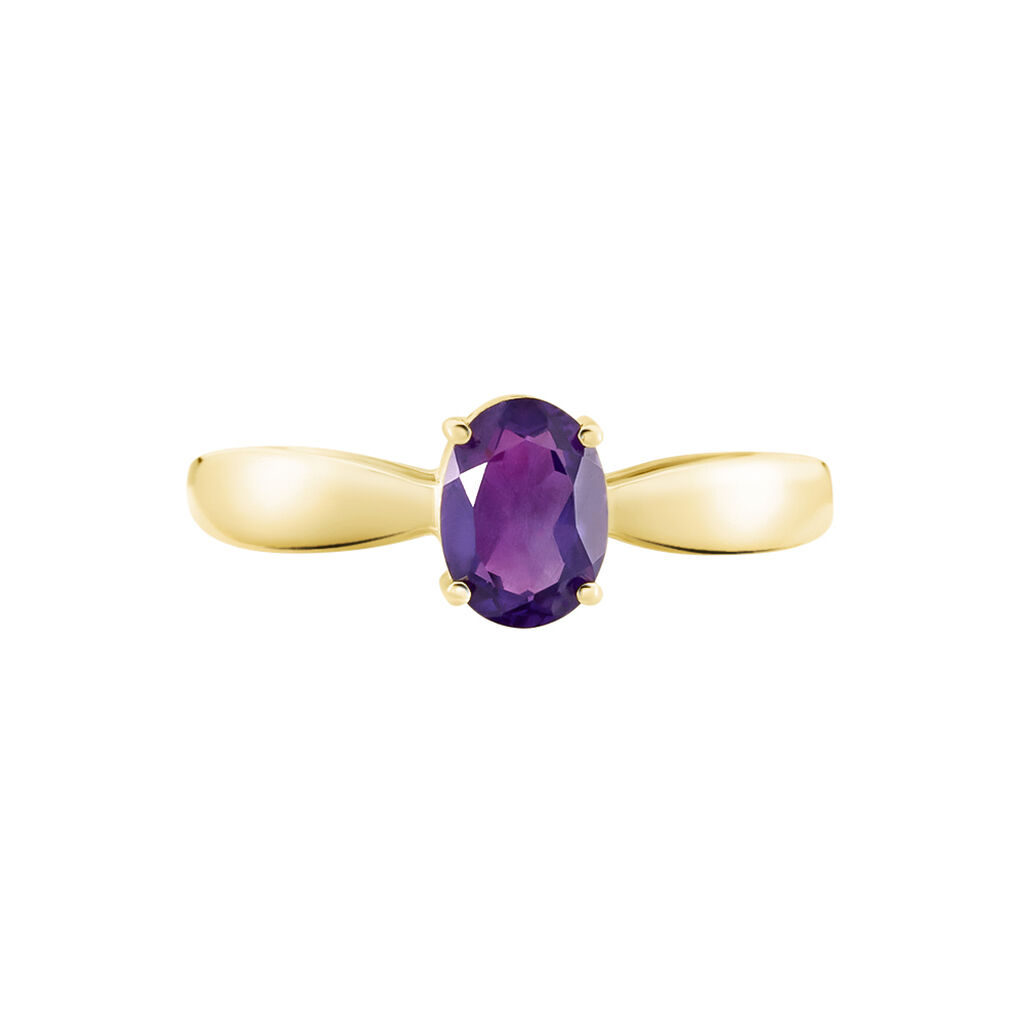 Bague Solitaire Arzula Or Jaune Amethyste - Bagues solitaires Femme | Histoire d&rsquo;Or