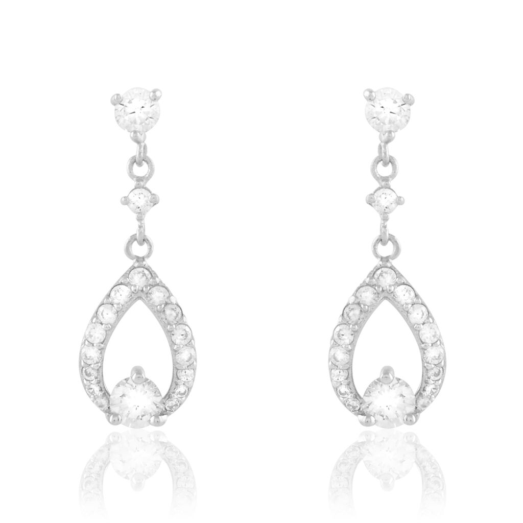 Boucles D'oreilles Pendantes Istanbul Argent Blanc Oxyde De Zirconium - Boucles d'oreilles fantaisie Femme | Histoire d’Or