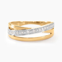 Bague Croisee Or Jaune Diamant