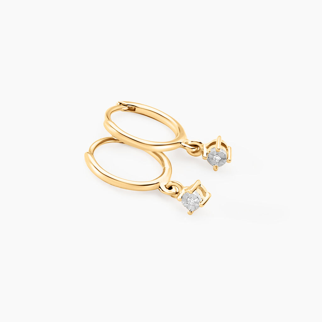 Créoles Racquel Or Jaune Diamant - Boucles d'oreilles créoles Femme | Histoire d’Or