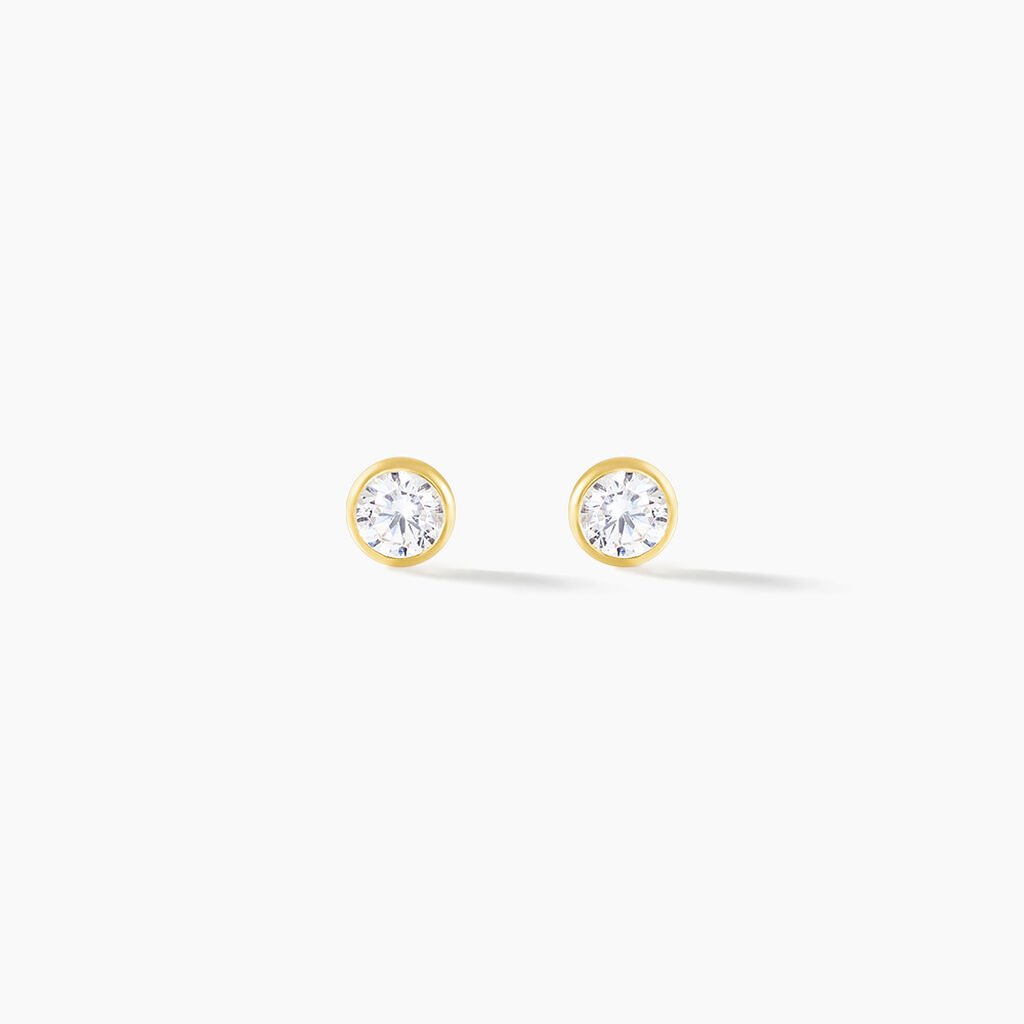 Boucles D'oreilles Puces Daria Serti Clos Or Jaune Oxyde De Zirconium - Clous d'oreilles Femme | Histoire d’Or