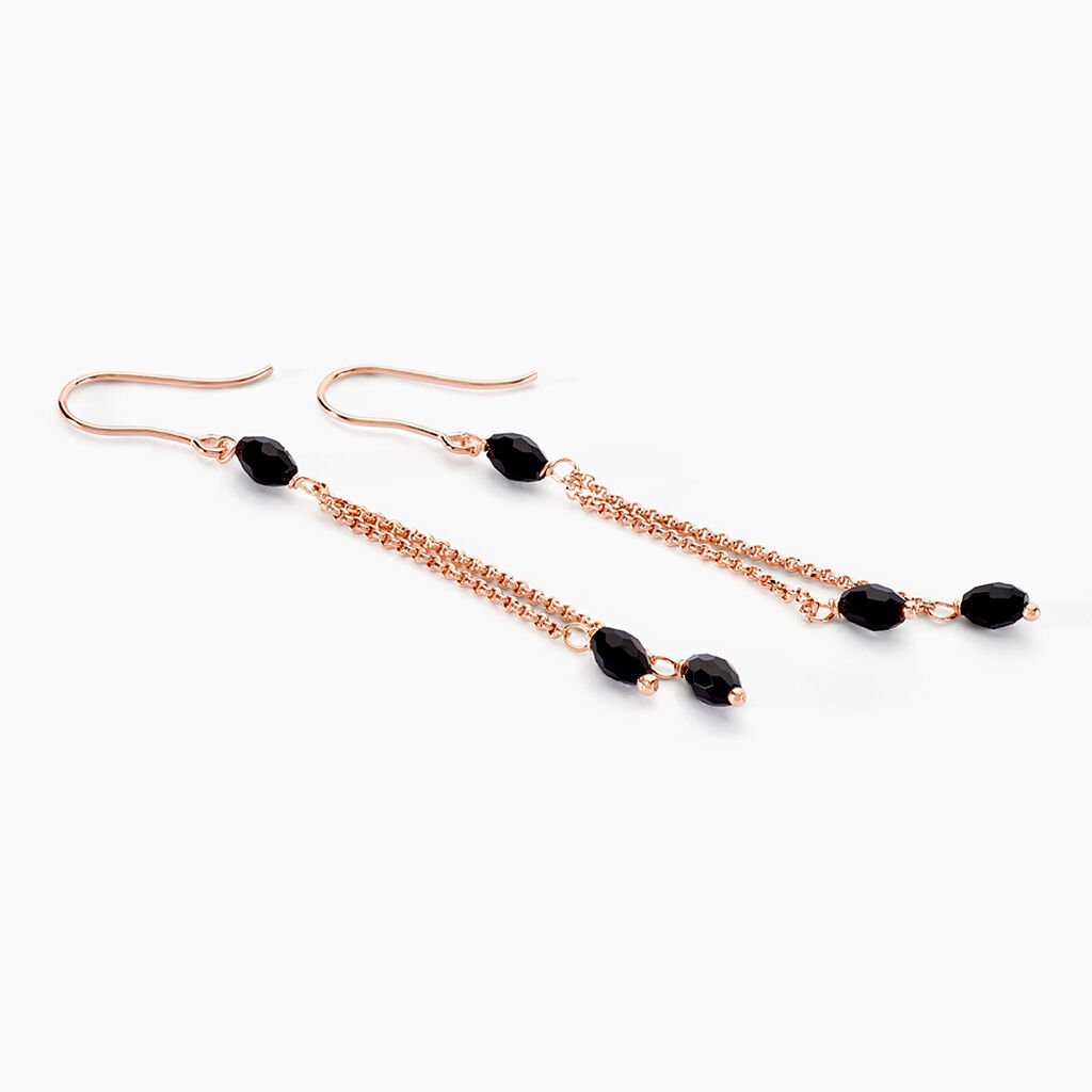 Boucles D'oreilles Pendantes Diamantine Argent Rose Pierre De Synthese - Boucles d'oreilles fantaisie Femme | Histoire d’Or