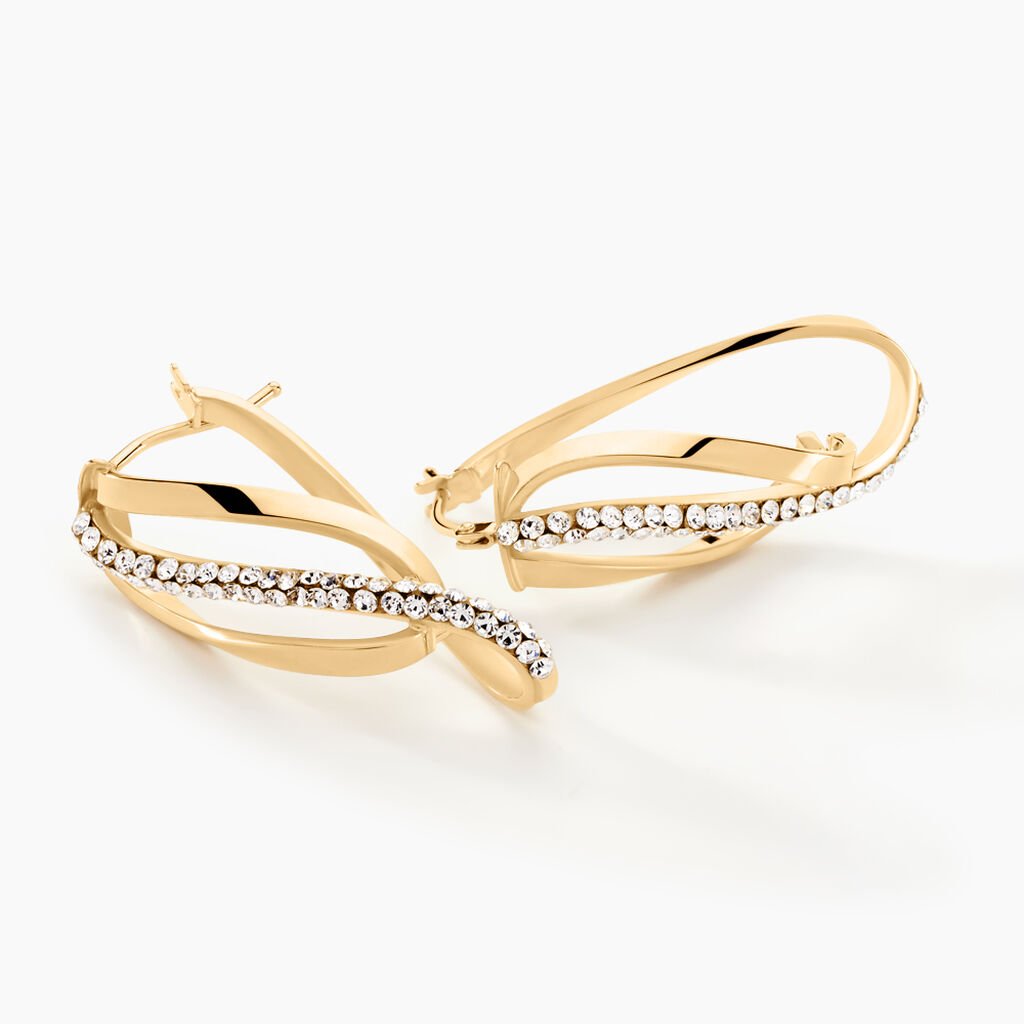 Créoles Hilharriette Or Jaune Strass - Boucles d'oreilles créoles Femme | Histoire d’Or