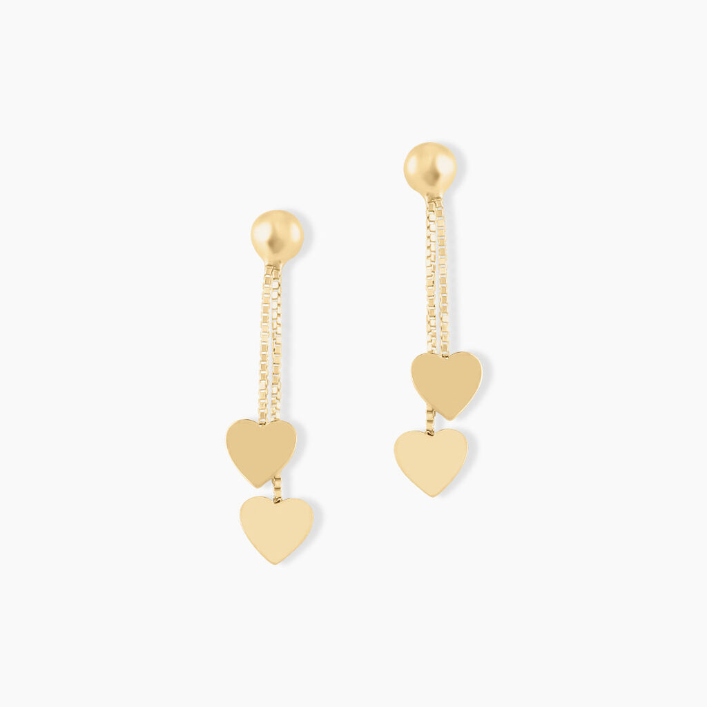 Boucles D'oreilles Pendantes Anne-maudae Pendantes Coeurs Or Jaune - Boucles d'Oreilles Coeur Femme | Histoire d’Or