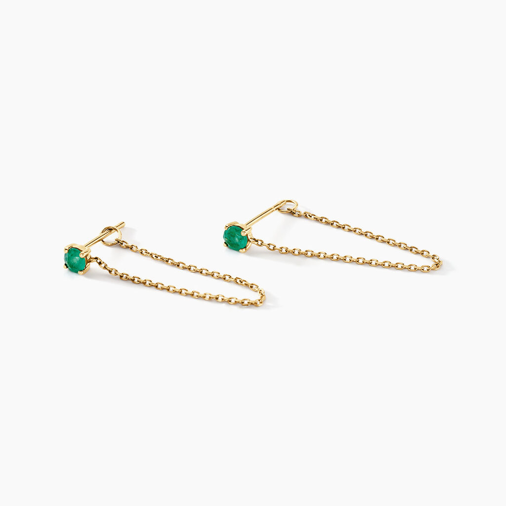 Boucles D’oreilles Pendantes Esmerald Rendez-vous Or Jaune Emeraude