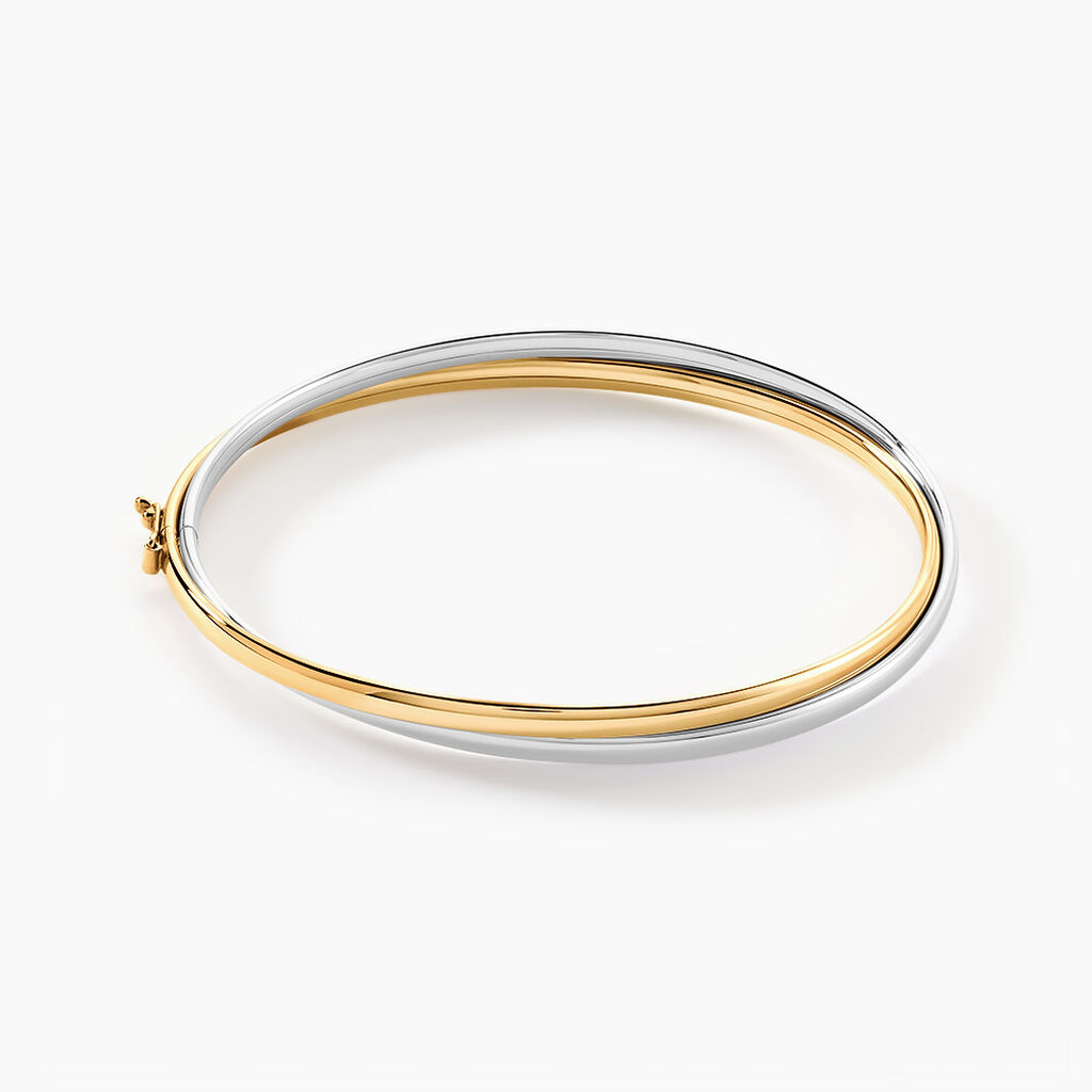 Bracelet Jonc Catalin 2 Fils Flexibles Or Bicolore