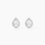 Boucles D'oreilles Puces Hildana Or Blanc Oxyde De Zirconium - Clous d'oreilles Femme | Histoire d&rsquo;Or