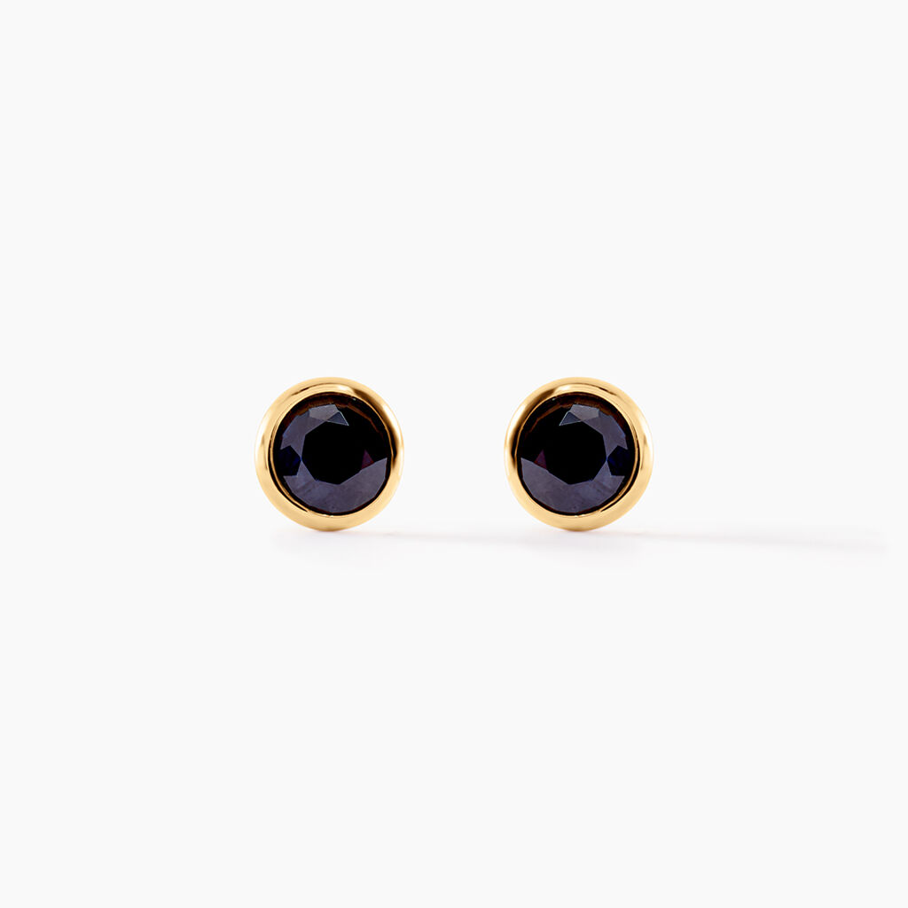 Boucles D'oreilles Puces Edy Serti Clos Or Jaune Saphir - Clous d'oreilles Femme | Histoire d’Or