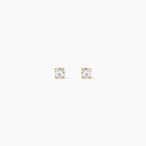 Boucles D'oreilles Puces One Or Jaune Diamants - Clous d'oreilles Femme | Histoire d&rsquo;Or