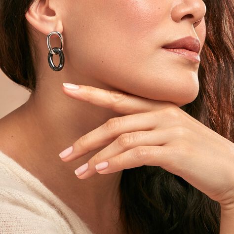 Boucles D'oreilles Pendantes Korey Argent Blanc Céramique - Boucles d'oreilles fantaisie Femme | Histoire d’Or