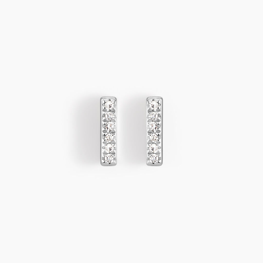 Boucles D'oreilles Puces Aprhodisia Or Blanc Diamant Blanc - Clous d'oreilles Femme | Histoire d&rsquo;Or