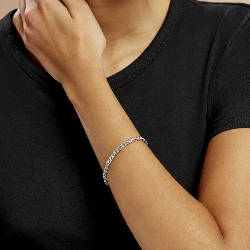 Bracelet Jayna Maille Palmier Or Blanc - Bracelets chaîne Femme | Histoire d’Or