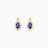 Boucles D'oreilles Puces Or Jaune Angelika Saphir