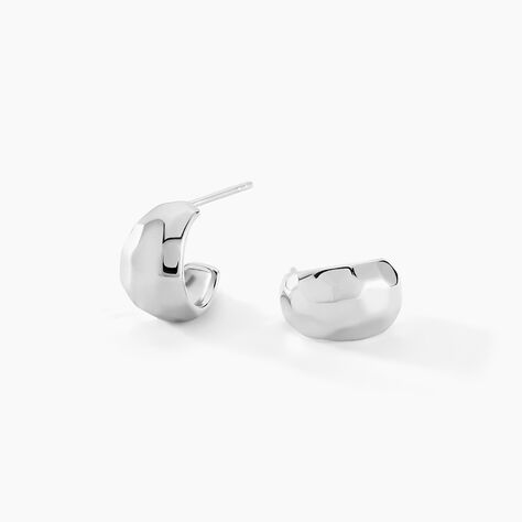 Créoles Two Argent Blanc - Boucles d'oreilles créoles Femme | Histoire d’Or