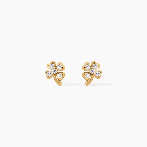 Boucles D'Oreilles Puces Verdiane Argent Dor&eacute; A L'Or 750/1000 Oxyde De Zirconium - Boucles d'oreilles fantaisie Femme | Histoire d&rsquo;Or