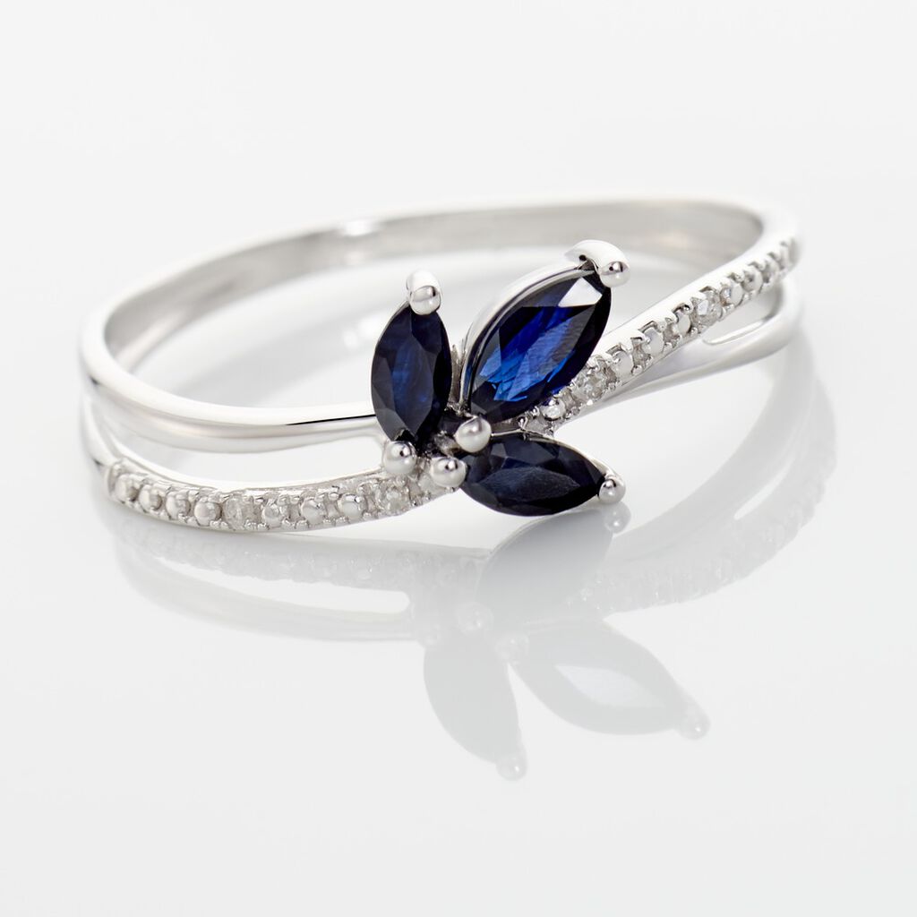 Bague Angie Or Blanc Saphir Et Diamant - Bagues avec pierre Femme | Histoire d’Or