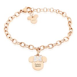 Bracelet Disney Acier Doré Rose Cristaux - Bracelets fantaisie Enfant | Histoire d’Or