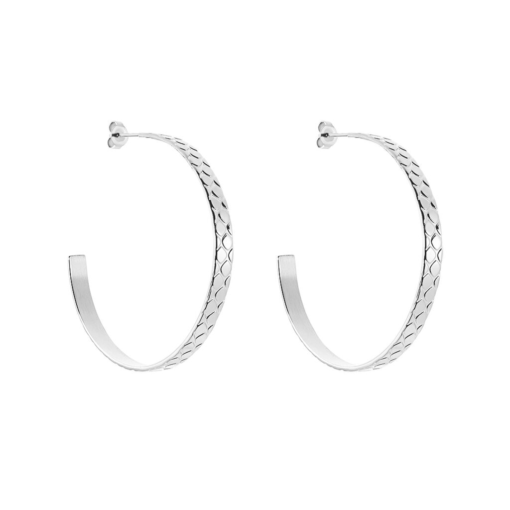 Créoles Abram Acier Blanc - Boucles d'oreilles créoles Femme | Histoire d’Or