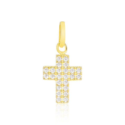 Pendentif Canice Croix Or Jaune Oxyde De Zirconium - Pendentifs Communion Femme | Histoire d’Or