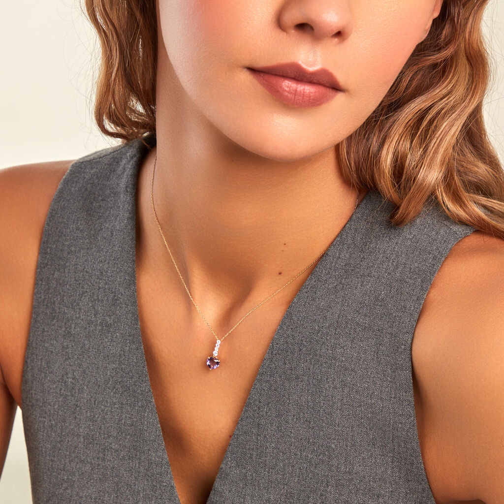 Collier Fany Or Jaune Améthyste Oxyde De Zirconium - Colliers Femme | Histoire d’Or