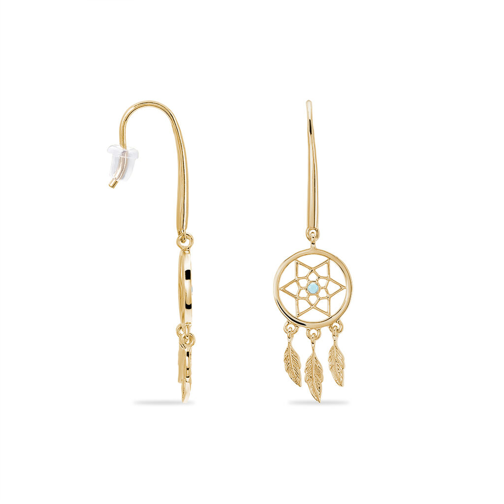 Boucles D'oreilles Pendantes Attrape Reves Plaque Or Pierre - Boucles d'Oreilles Attrape rêves Femme | Histoire d’Or