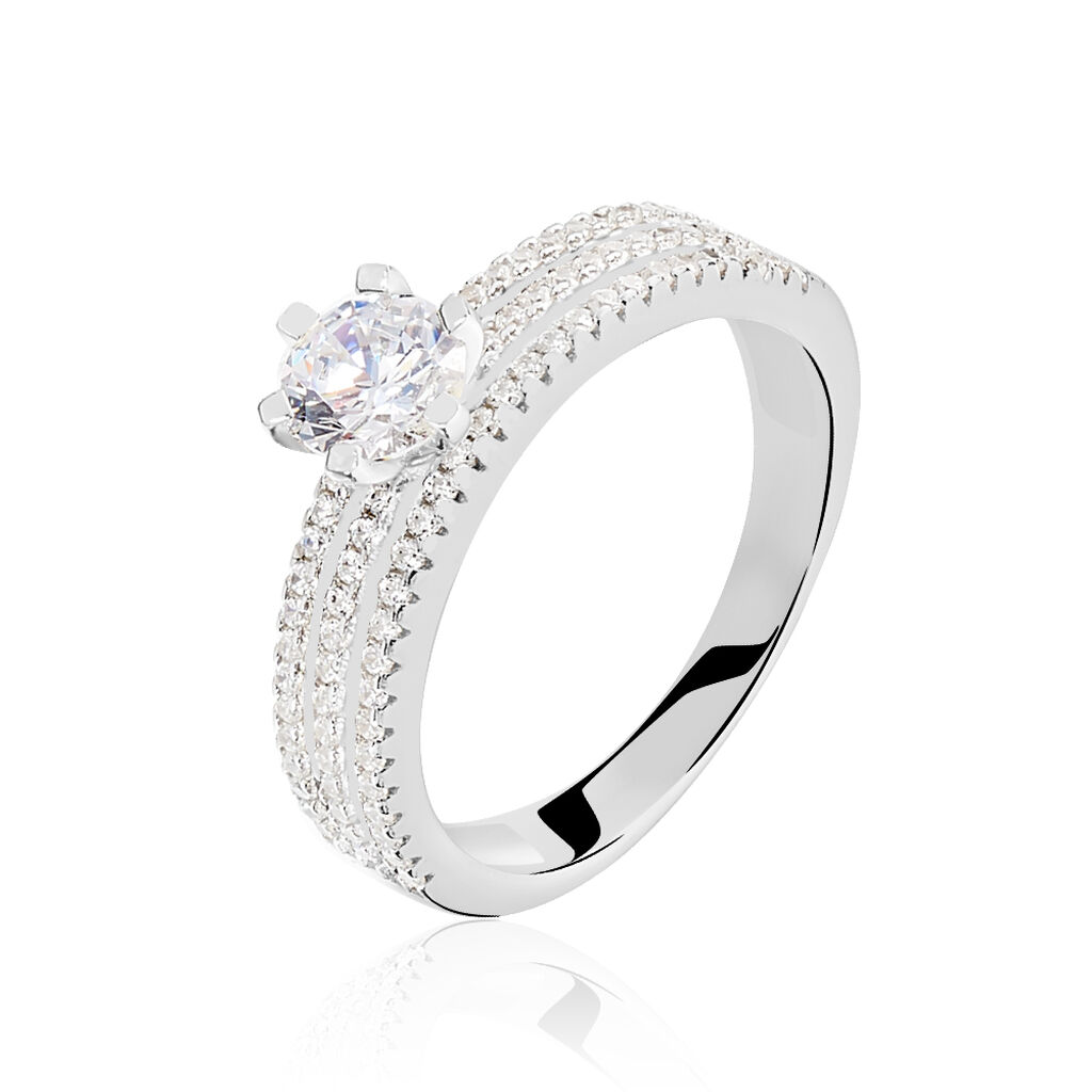 Bague Solitaire Ellora Argent Blanc Oxyde De Zirconium - Bagues solitaires Femme | Histoire d’Or
