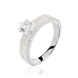 Bague Solitaire Ellora Argent Blanc Oxyde De Zirconium - Bagues solitaires Femme | Histoire d’Or